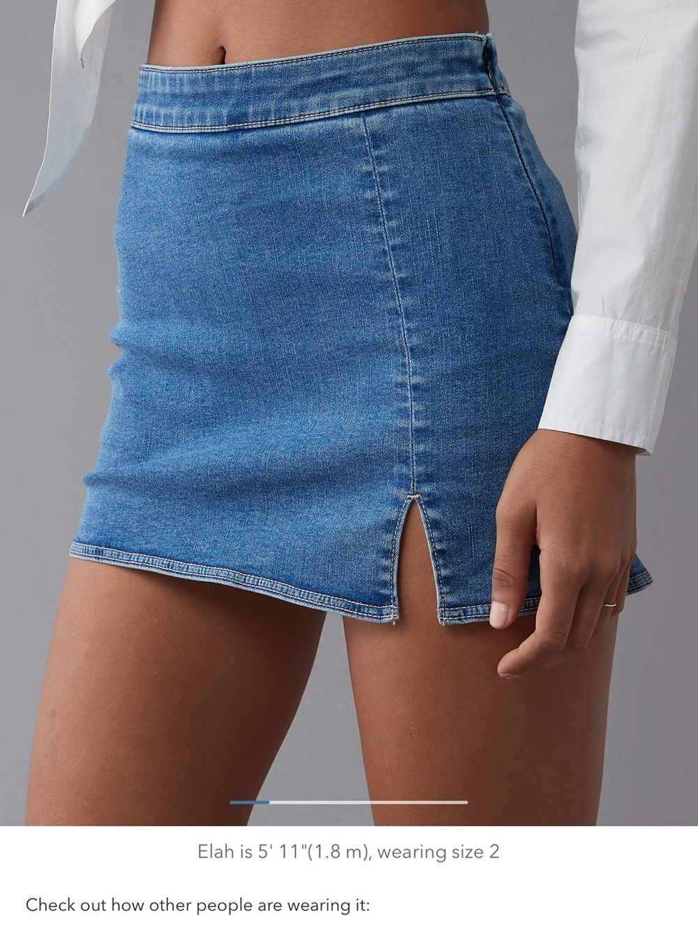Blue Denim Mini Skort with Front Slit